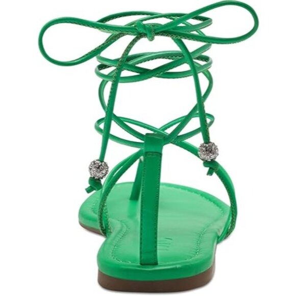 INC Women's Amille Faux Leather Ankle Tie Strappy Sandals Green Size 6 Medium - Picture 3 of 4